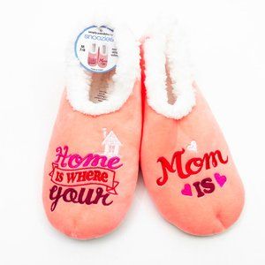NWT Snoozies Women's Slippers Home is Where Your Mom is Non Skid Soles M-7/8 Ora